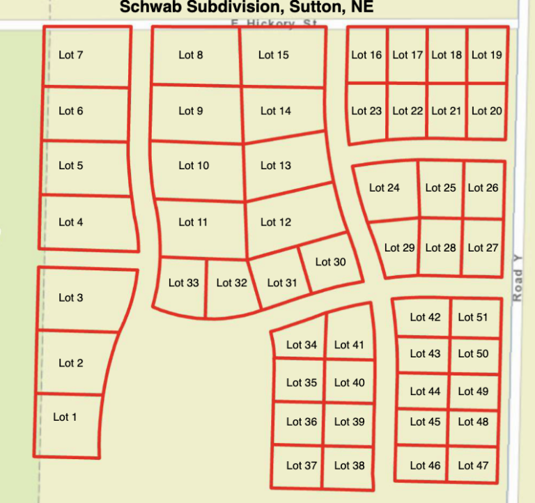 Schwab Subdivision, Sutton, NE Bergen Real Estate and Auctioneers